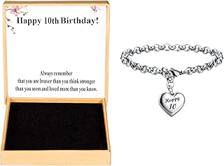 Happy Birthday Gifts Bracelet Heart Charm Alphabet Bracelet Gift for Women Girls 11th 12th 13th 14th 15th 16th 17th 18th 19th 20th 21st 25th 30th
