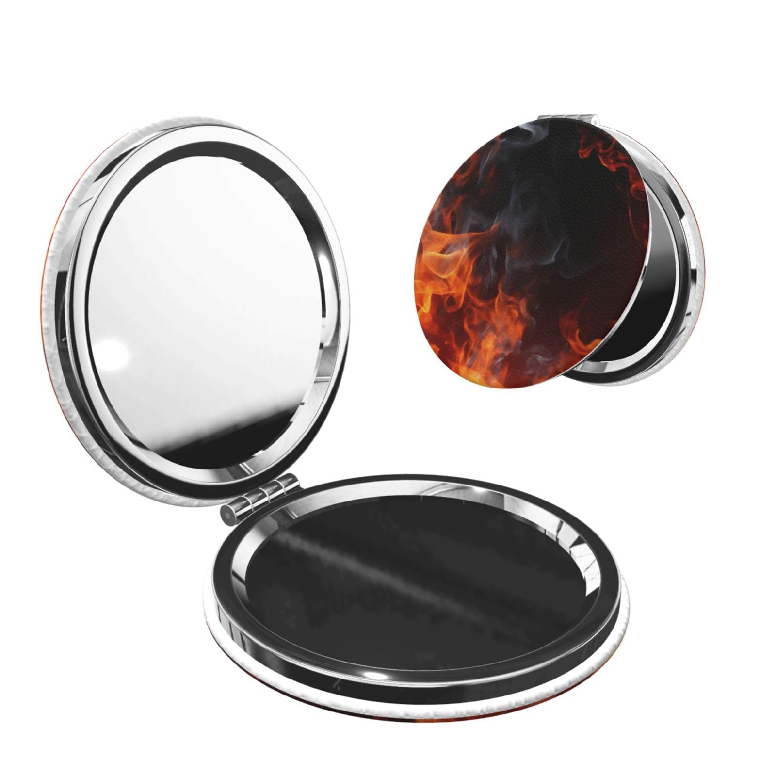 DWVTSLH Fire Flame Smoke Compact Mirror for Purse, Double-Sided 2X/1X Magnifying Mirror for Women Men, Travel Makeup Mirror for Handbag, Handheld Vanity Mirror for Gift