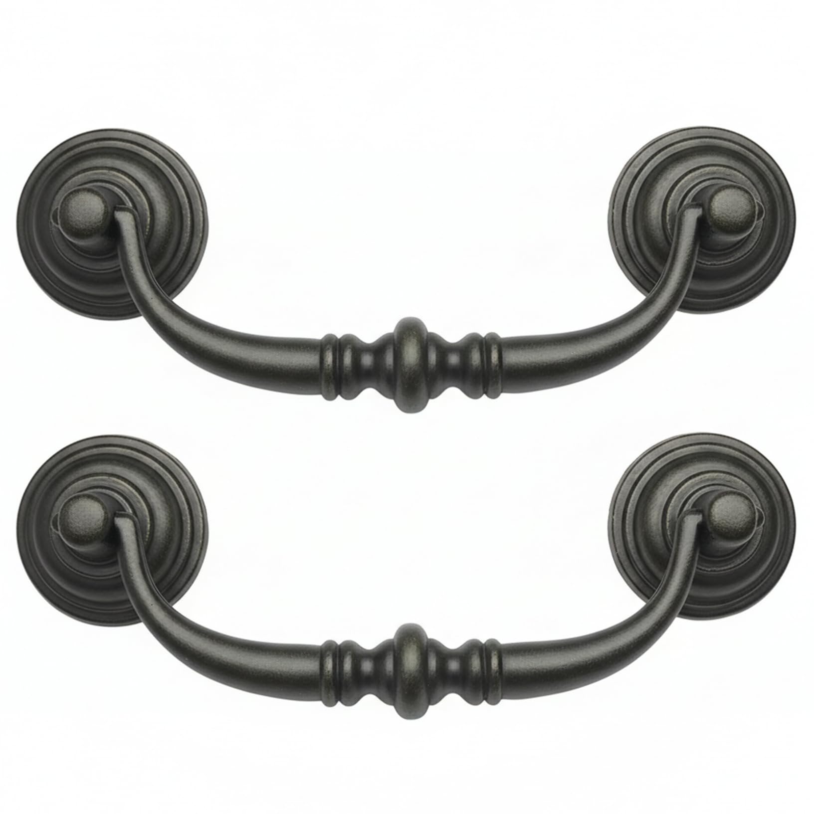 Hperu Black 2Pcs Antique Drawer Pulls 4 Inch Cabinet Handle With Adjustable Hole Centers Vintage Zinc Alloy Pulls For Cabinet Door And Dresser Drawer,