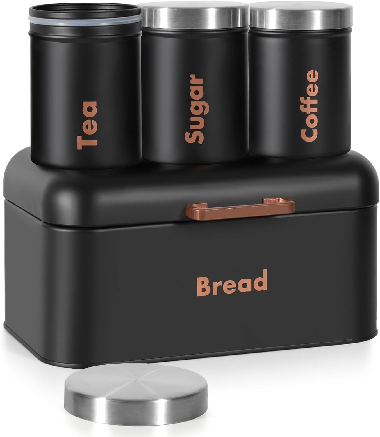Mivcinn Bread Bins for Kitchen Black Bread Bin and Canister Sets Bread