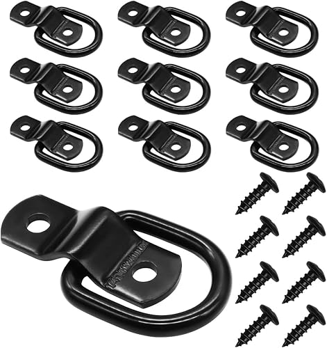 Seamaka 10 ganchos de anclaje de anillos D de 14 de pulgada, anillos en D de acero negro resistente, capacidad de 2400 libras, para correas de Seamaka 10 ganchos de anclaje de anillos D de 14 de pulgada, anillos en D de acero negro resistente, capacidad de 2400 libras, para correas de