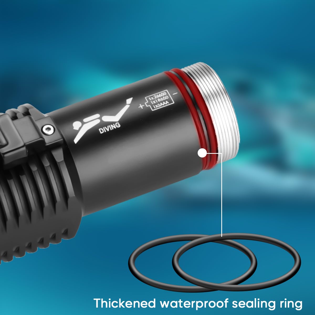 Torche de plongée, 8000 lumens, IPX8, étanche, 3 modes de torche sous-marine, rechargeable, équipement de plongée pour la natation