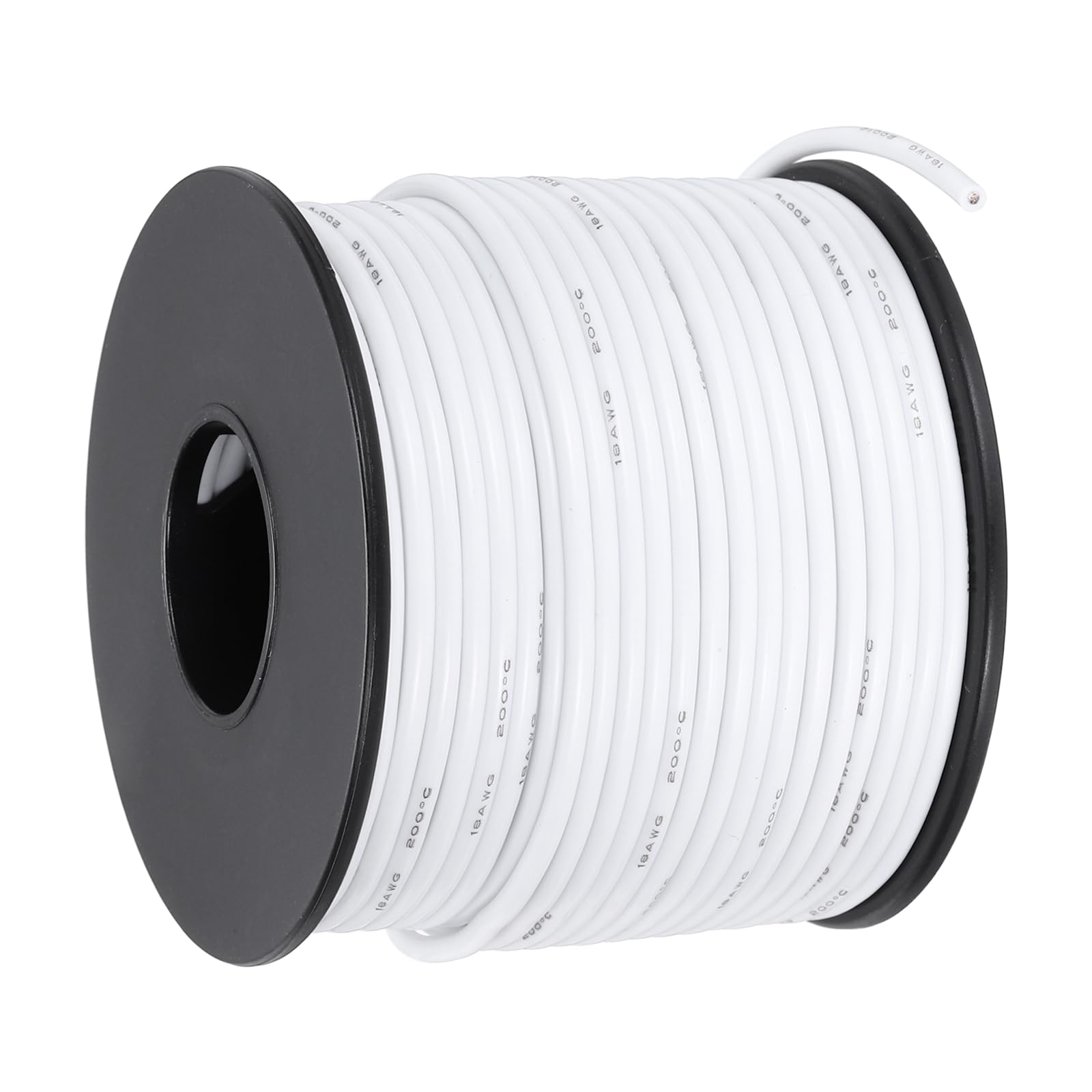 sourcing map 18 AWG Flexible Silicone Wire 30.5m/100ft, 18 Gauge Tinned Copper Electrical Stranded Wire 200 Celsius/392 Fahrenheit High Temperature Hookup Spool for DIY Model Wiring, White — image 1