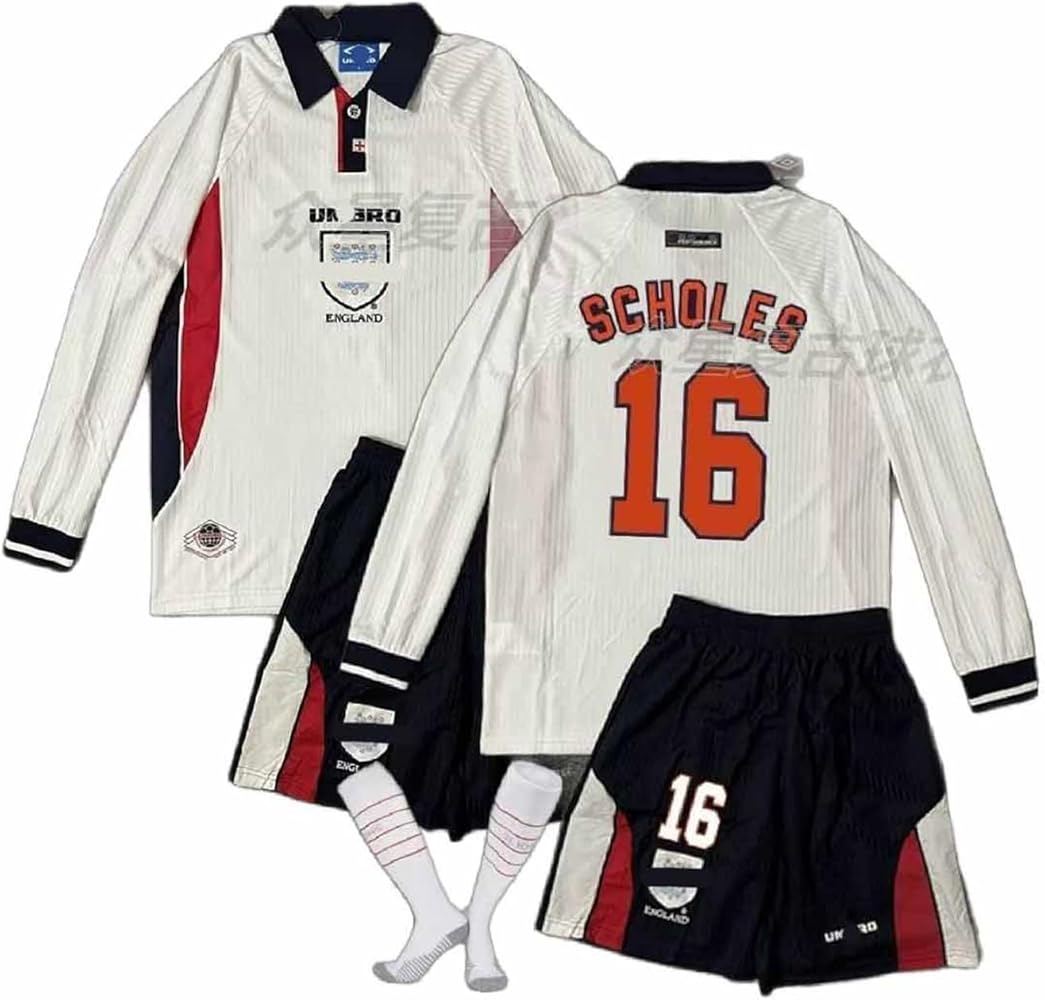1998 W杯 イングランド代表 長袖 ユニフォーム 16番 スコールズ 1998年