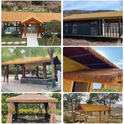 Paja artificial en rollo de palma PE para techos de jardín y pérgolas 7