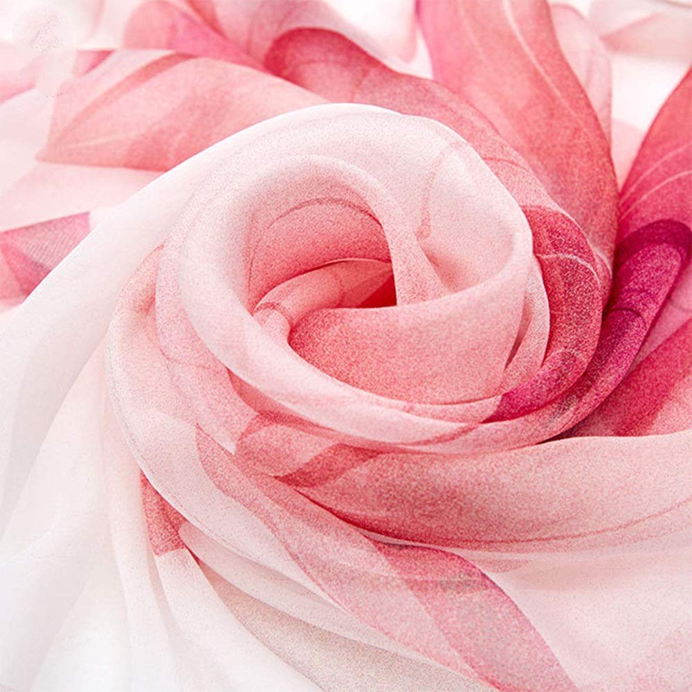 Pañuelos cuadrados de satén, Bufanda cuadrada de gasa seda for mujer, chal, estampado digital, primavera, transpirable, rojo, 175x110CM