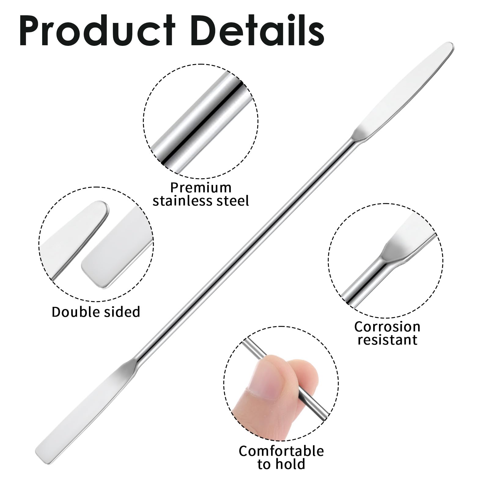 Andibro 4 Pcs Micro Metal Spatula, 6"Lab Spatula Double Ended Micro Spatula Stainless Steel Mini Square/Round End for Mixing Cosmetics Kitchen Laboratories — Amazon image 2