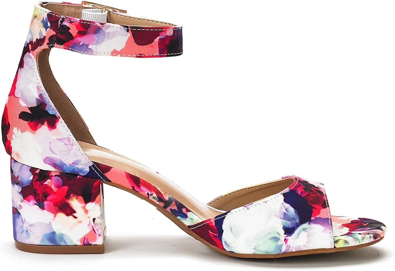 DREAM PAIRS Womens Heels, Chunk Low Heel Comfortable Pump Sandals Dress Shoe,Size 6.5,Floral,CHUNKLE - Image 4