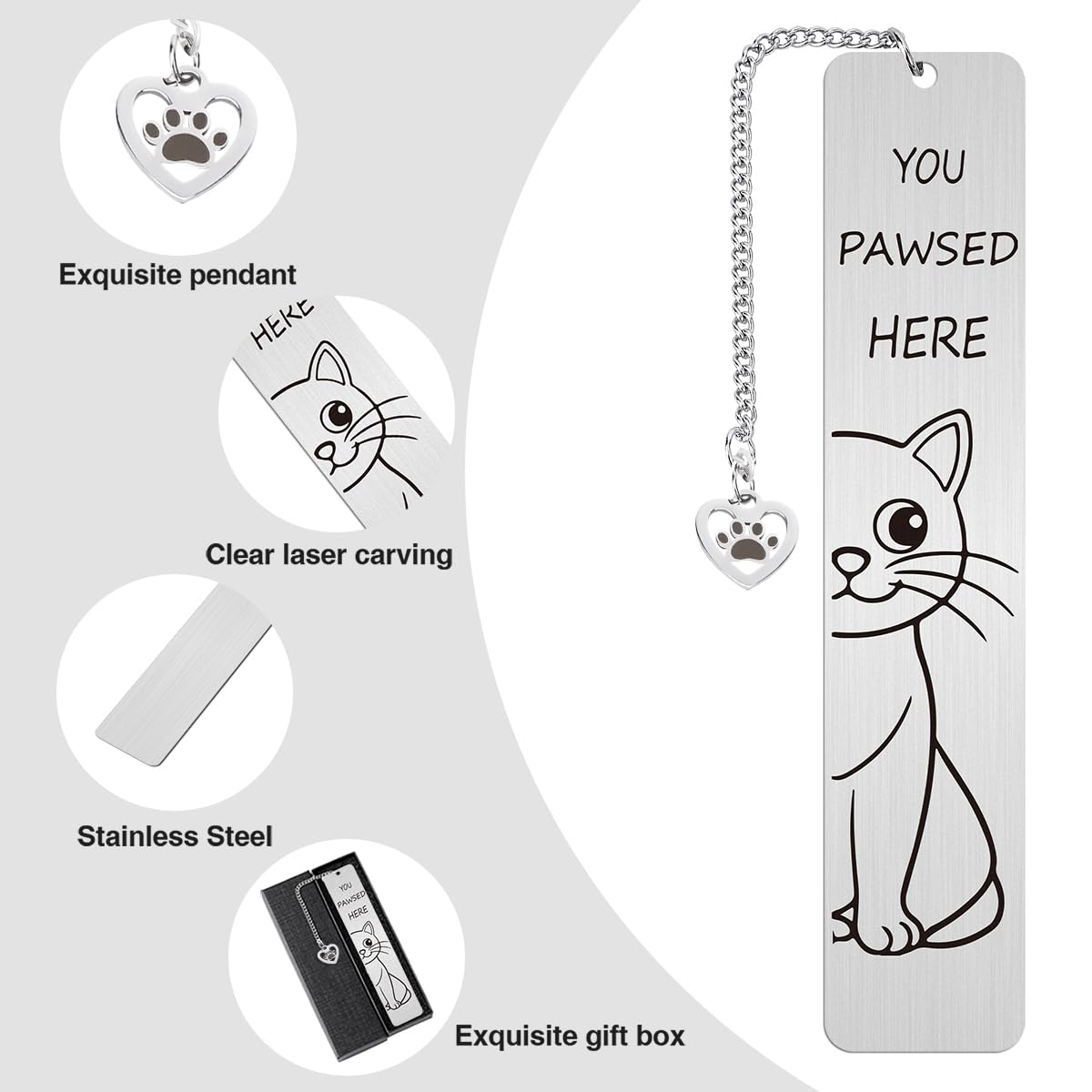 Bonitos regalos para gatos, divertido marcapáginas de metal para leer mujeres, accesorios de libros para niñas amantes de los gatos, regalo de jubilación para mujeres, amantes de los libros,