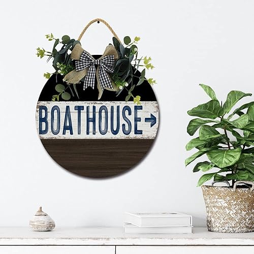 Miniatura 9 de Letrero de puerta delantera de café y té divertidas coronas colgantes placa de madera decoración redonda de madera rústica decoración de porche para