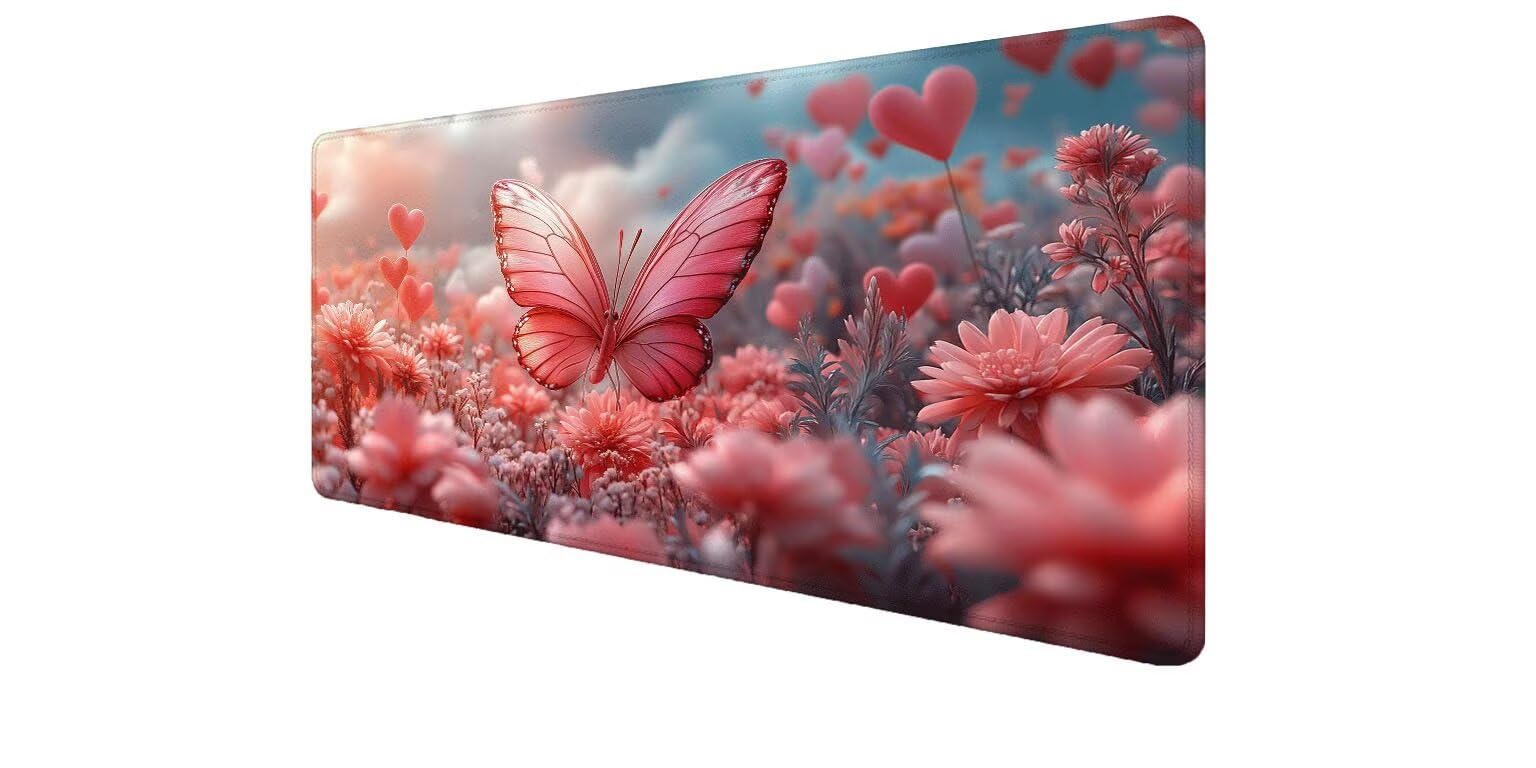 Tapis de souris rose 1000x500 antidérapant résistant à l'eau pour ordinateur de bureau - 8