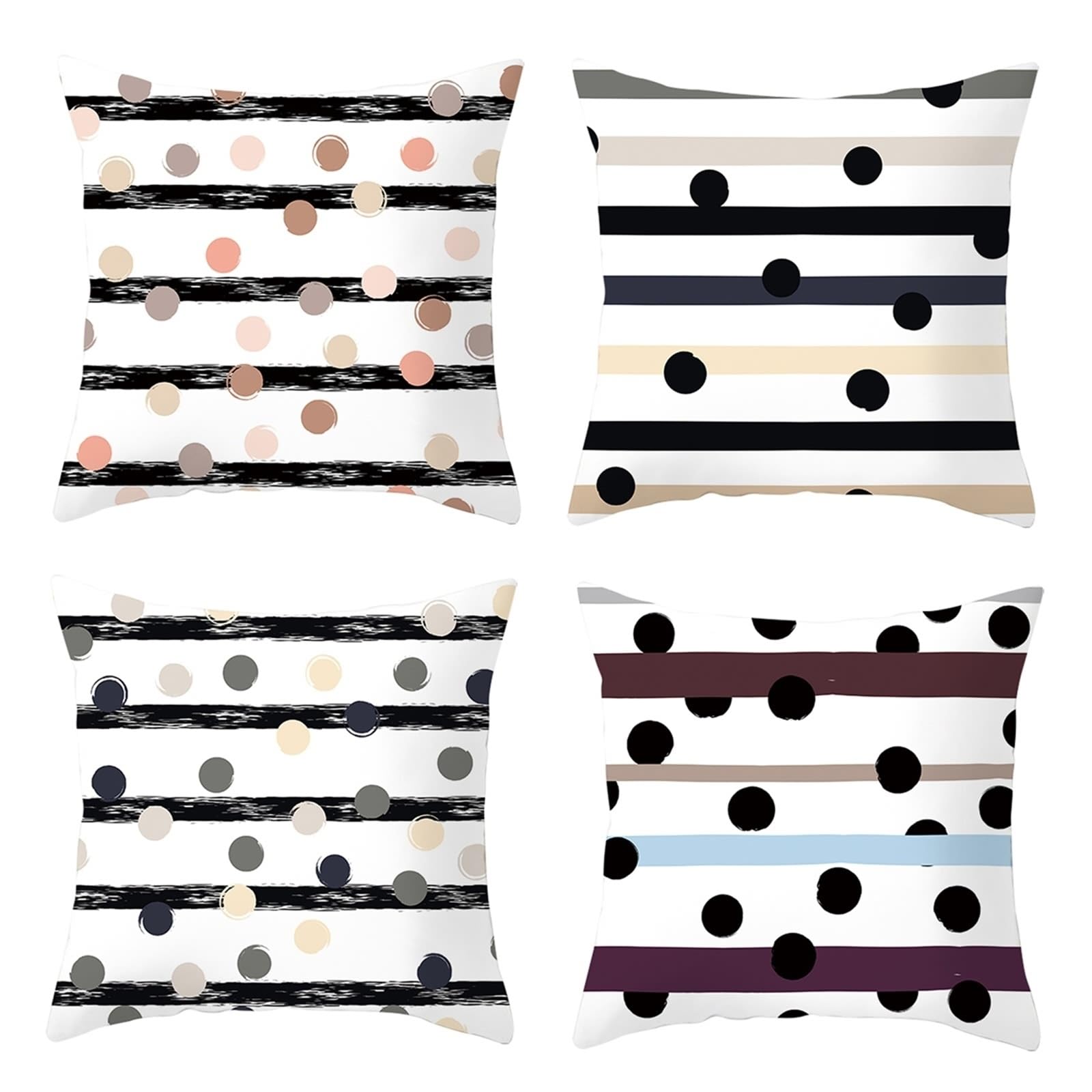 Housses de coussin 45x45 cm en polyester lot de 4 - Lot de 4 housses de coussin canapé