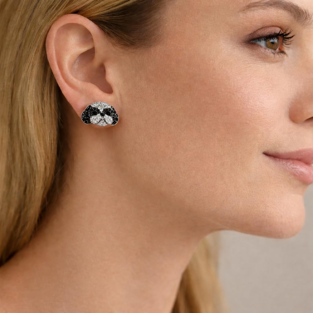 Dog Lovers' Earrings, Different Dog Breed Stud Earrings with Crystals, Rose Gold and Silver Tone - Party, Birthday, or Christmas Gift