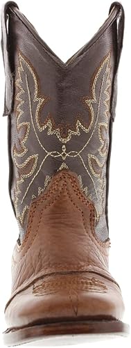 Miniatura 5 de Kids Grizzly Honey Brown Western Cowboy Boots Leather Solid Square Toe Botas