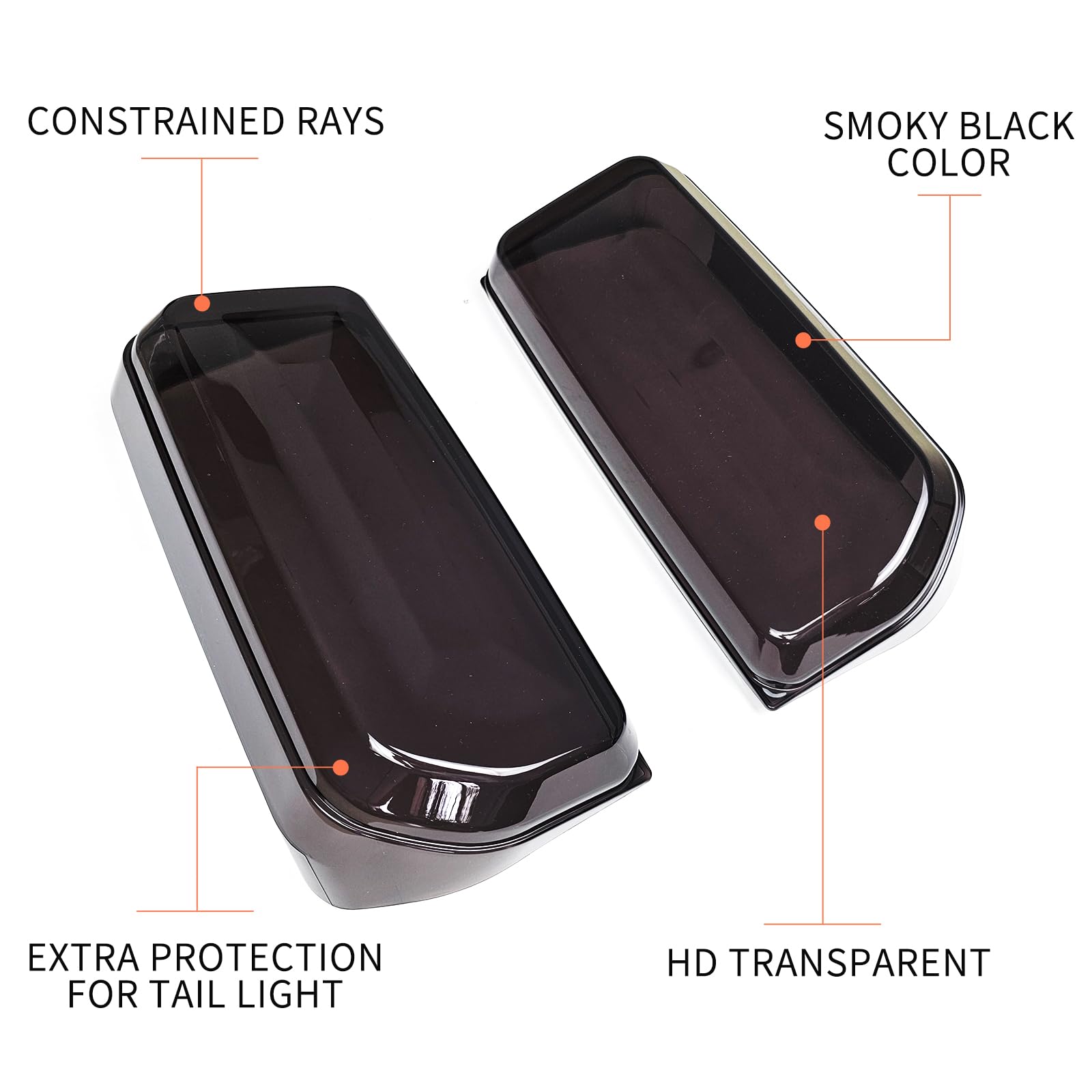 Smoke Black Tail Light Covers For Ford Bronco 2/4 Door 2021-2024 - 2PCS, Acrylic, Peel & Stick Installation, LED Light Compatible