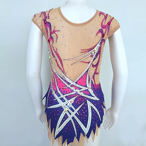 Miniatura 2 de LIUHUO Las muchachas del diseño de encargo de la gimnasia rítmica leotardos de la gimnasia de los diamantes de la impresión de los leotardos del