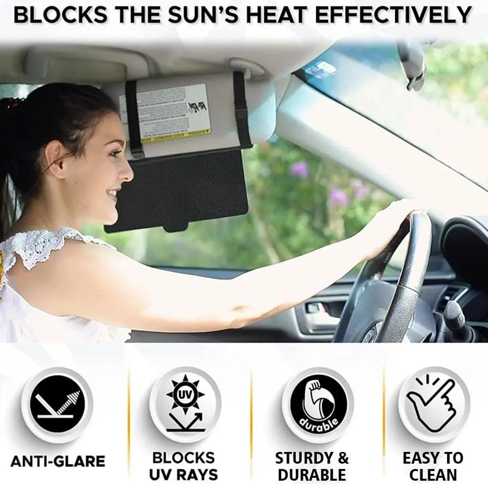 NEWFUN Extensor de Parasol para Coche, Antideslumbrante Protector Ventana Coche,Parasol Coche Delantero,Antirreflejante y Anti-Ultravioleta Opaco, para Conductor o Pasajero del Asiento Delantero