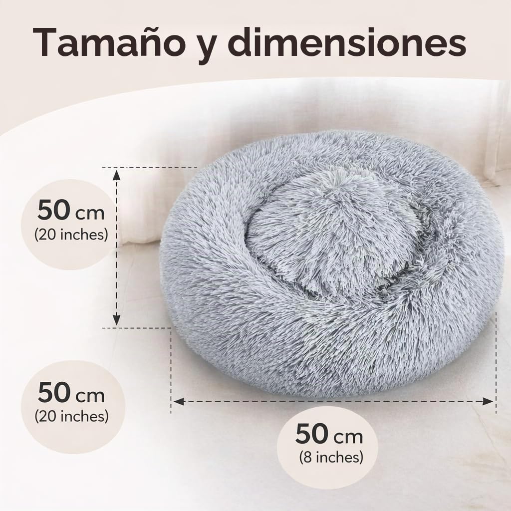 Cama Perro Pequeño 50X50cm Antiestres .Cama Redonda Perro Cama para Perros Pequeños. Cama Gato Invierno Lavable.