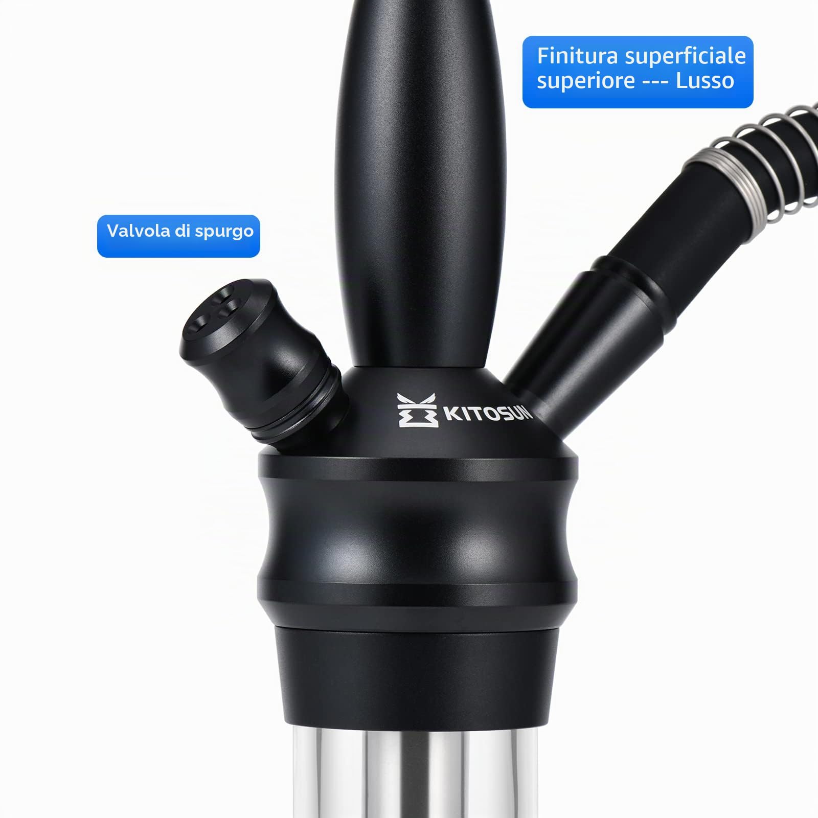 Kitosun Narghilè ProKah Set Completo - Shisha di Medie Dimensioni Realizzato in Alluminio con Tutto Accessori ben Rifiniti Tubo Ciotola di Silicone Braciere Carbone Pinze Maniglia e Valvola di Purga