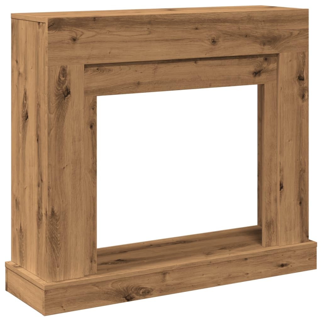 Vidaxl Artisan Oak Fireplace Surround, Fire Surround Only Compatible With Led Flame, Fireplace Frame For Living Room Hallway, Engineered Wood