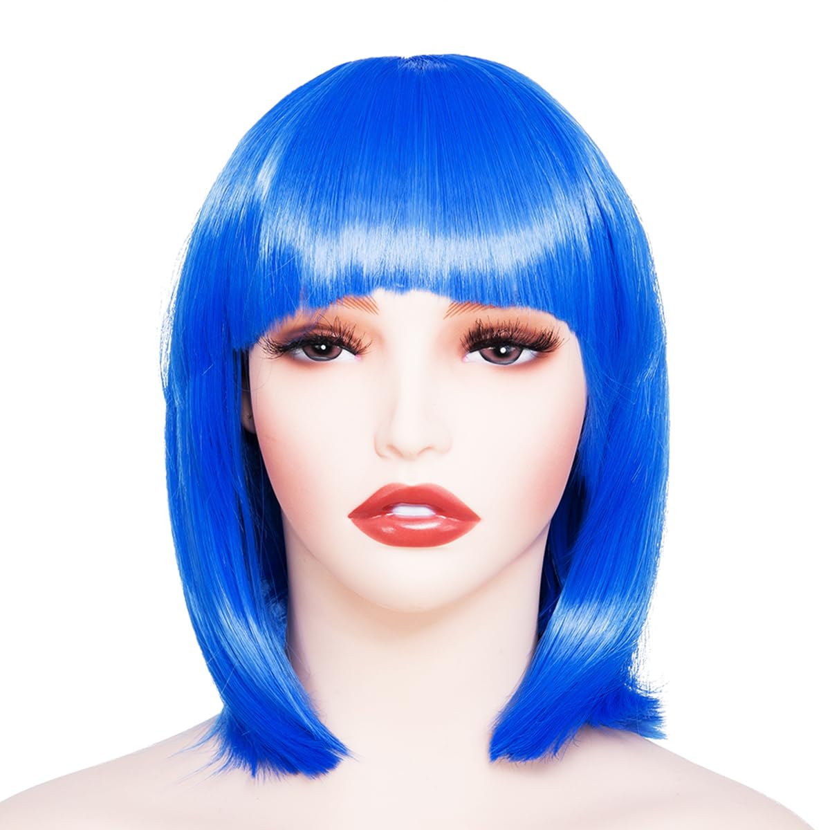 Yamel Coraline Wig Blue Bob Wig with Bangs 11 Inches Short Straight Synthetic Hair Costume Party Cosplay Halloween Wigs for Women Adult - Image 2