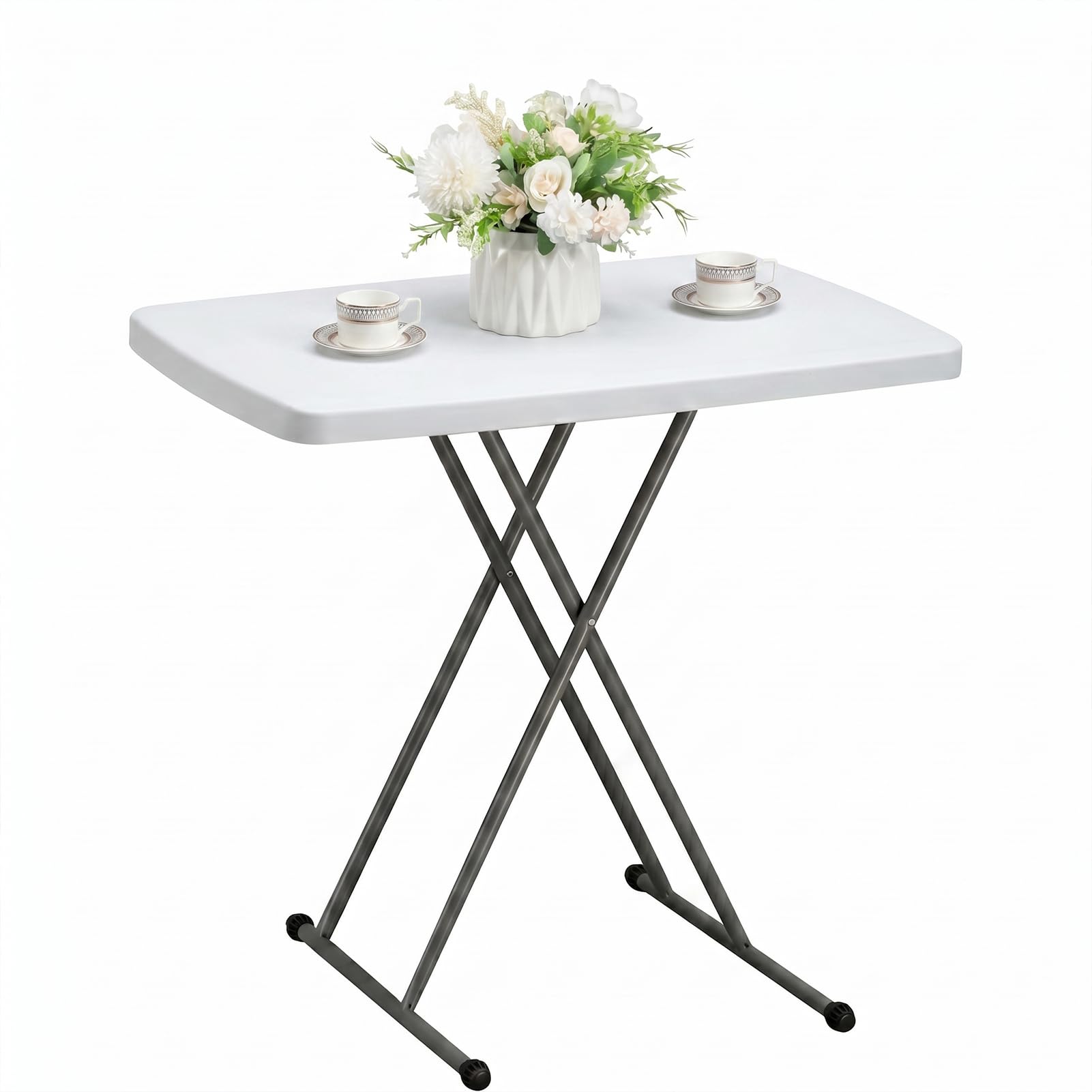 HollyHOME Small Folding Table Outdoor 2.5FT/76cm Foldable Table for Garden Patio Balcony Camping Portable Picnic Tables Height Adjustable Dining Tables for BBQ Catering Party Kitchen Indoor