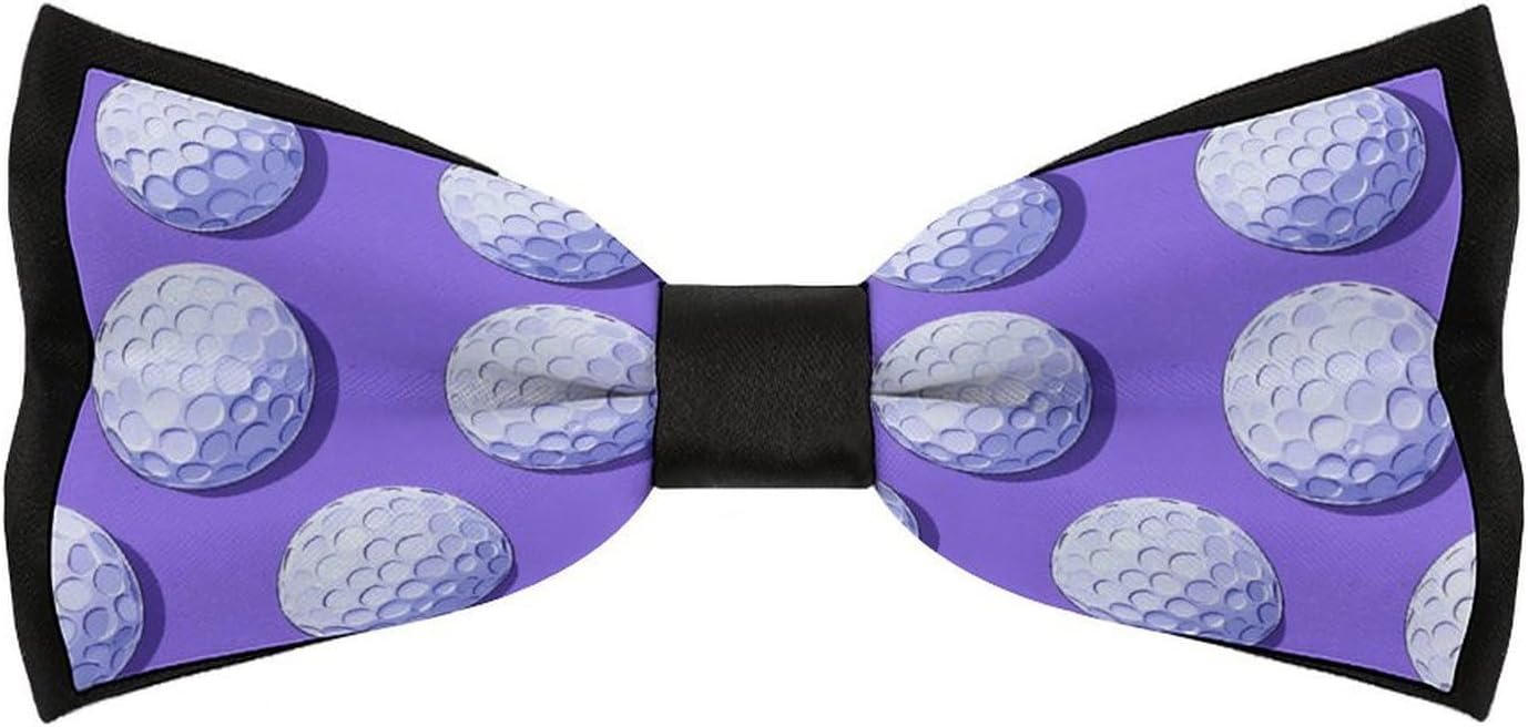Golf Ball Bow Ties for Men Fun Printed Pre Tied Adjustable Bowtie for Party Wedding