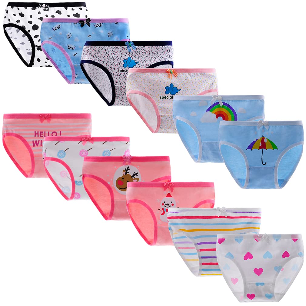 Yintry Toddler Girls' Cotton Panties Baby Soft Assorted Briefs Underwear Knickers (Pack of 12)