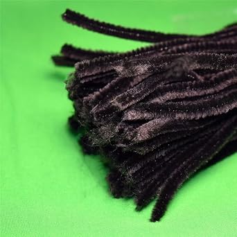 Black Pipe Cleaners Chenille Stems 100 Pieces for DIY Art Craft Decorations Creative (0.24 x 12 Inch)