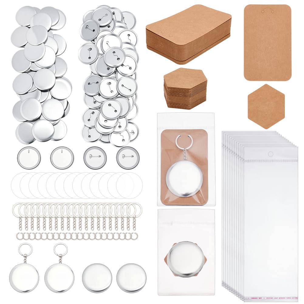 OLYCRAFT 116 set 58mm Kit per La Creazione di Badge Rotondi In Metallo Include Portachiavi Basi per Spille Schede Espositive Pellicole per Macchina per La Creazione di Bottoni con Copertura In Metallo