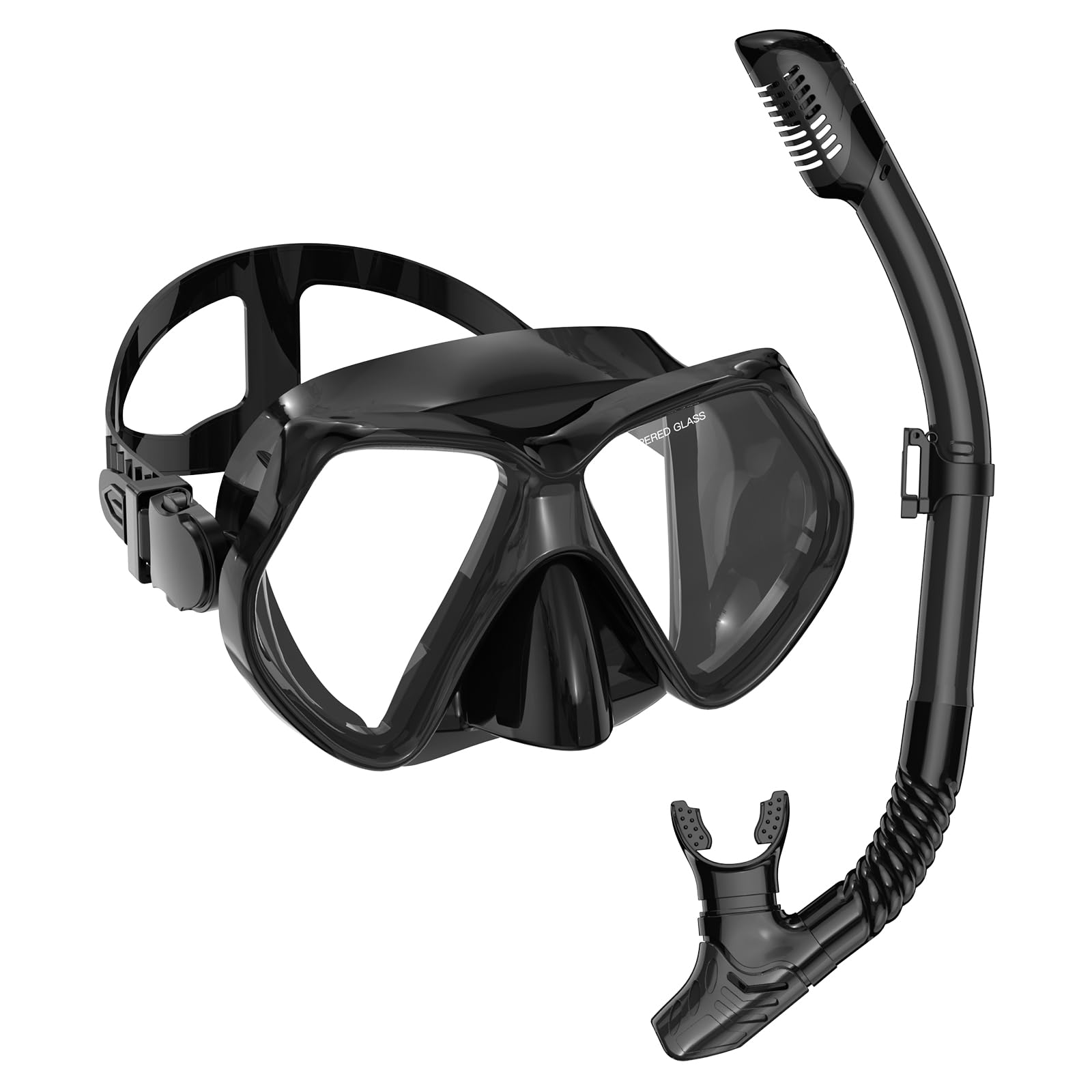Adult Snorkeling Equipment, Dry Snorkel Mask Set, Adult Diving Mask, Diving Equipment, Swimming Goggles with Nose Cover, Swimming Freediving Tempered Glass, Panoramic View