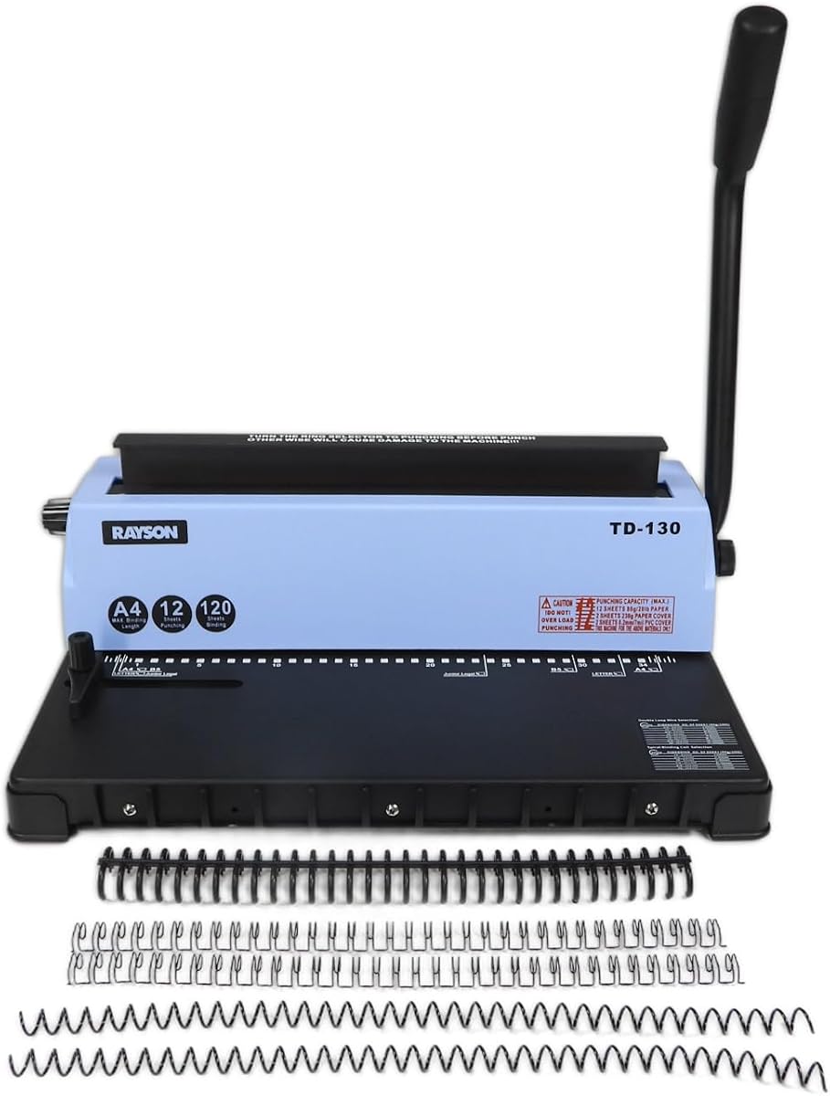 TD-130 Encuadernadora de alambre 3:1, perforadora de 12 hojas, capacidad de 120 hojas | Los 34 orificios cuadrados admiten hojas A4, Carta, B5 y Legal Junior para una encuadernación con alambre limpia y consistente 3:1.