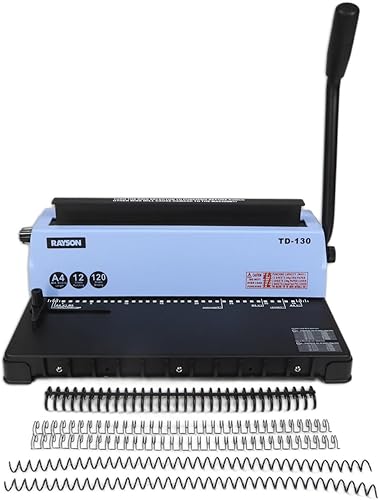 Miniatura 9 de Rayson TD1222 Máquina de encuadernación de alambre, paso 21, agujeros rectangulares, encuadernación de 220 hojas  capacidad de perforación de 12