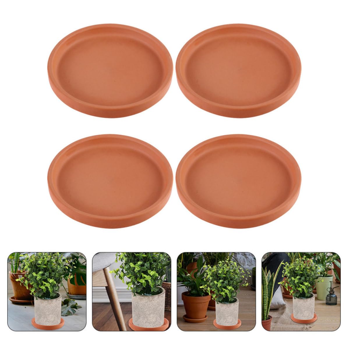 Alipis 4 Stück Runder Terrakotta Untersetzer aus Argil 18cm für Pflanzgefäße mit Wasserablauf und Stabilem Stand für Zimmerpflanzen und Blumentöpfe
