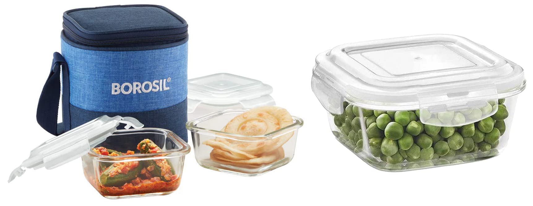 Borosil Klip N Store Glass Food Container, 320 Ml Square, for Kitchen Storage with Air Tight Lid - M & Prime Glass Lunch Box Set of 2, 320 ml, Vertical, Microwave Safe Office Tiffin Combo (B085GQR9ZC) Amazon Price History, Amazon Price Tracker