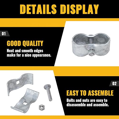 Miniatura 8 de Abrazaderas para panel de perrera de 1-38 pulgadas, abrazaderas de panel de valla de eslabones de cadena, abrazaderas para perrera para tubería de