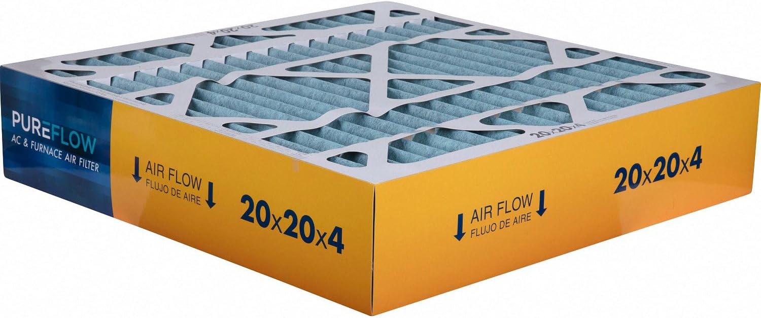 PUREFLOW Odor Control Home Air Filter MERV 13, 20x20x4 Furnace Filter, 4 Layer High Efficiency Filtration for Dust, Smoke, Fumes, Pollutants