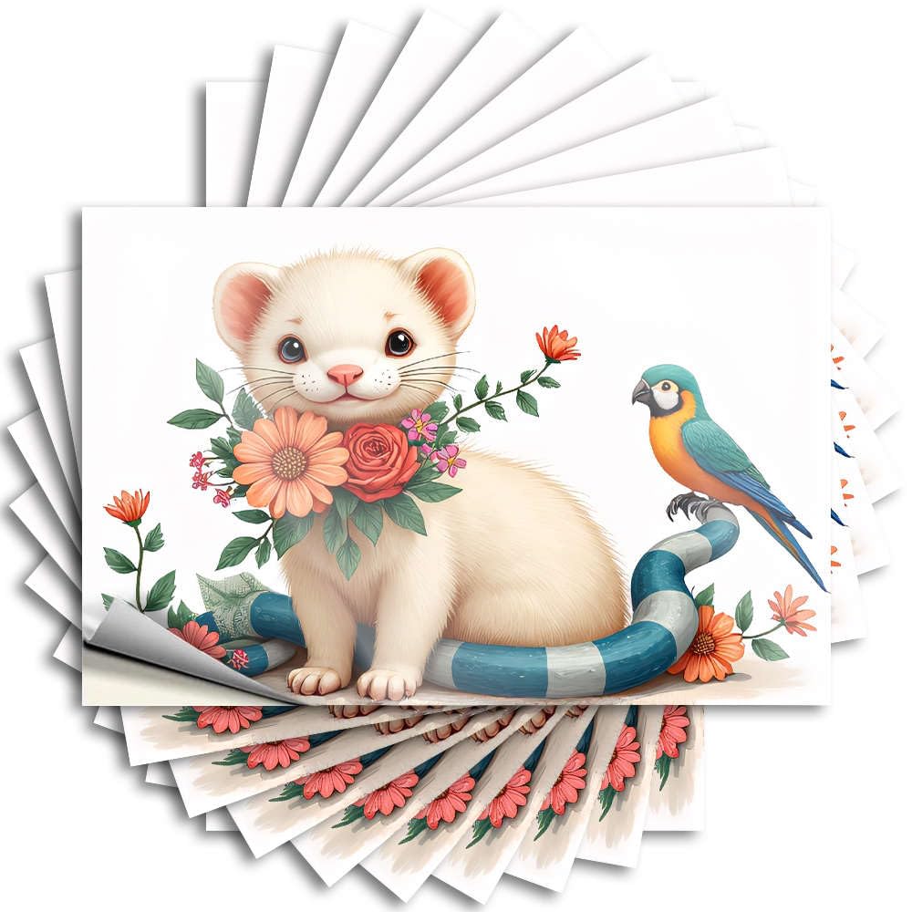 Custom Decals, Mens Garage A Cute Ferret with Flowers and A Parrot. | Funny Quote Darts Decals(6X9CM)