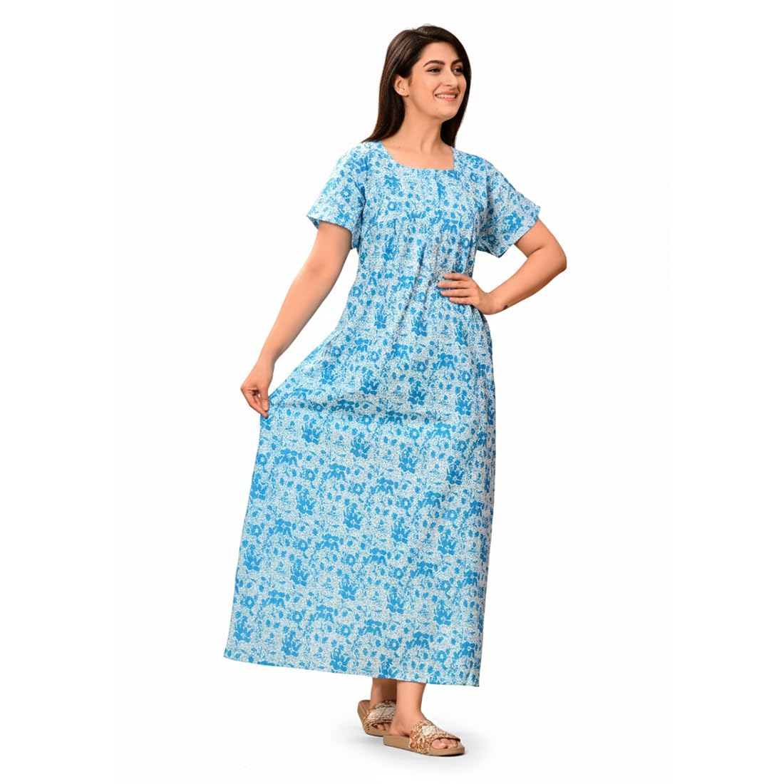 harvik international Women's Cotton Printed Feeding & Maternity Nighty | Soft Comfortable Nursing Maxi Gown for for Pregnancy | Front Zip Feeding Sleepwear Dress |NT15020-picture-21