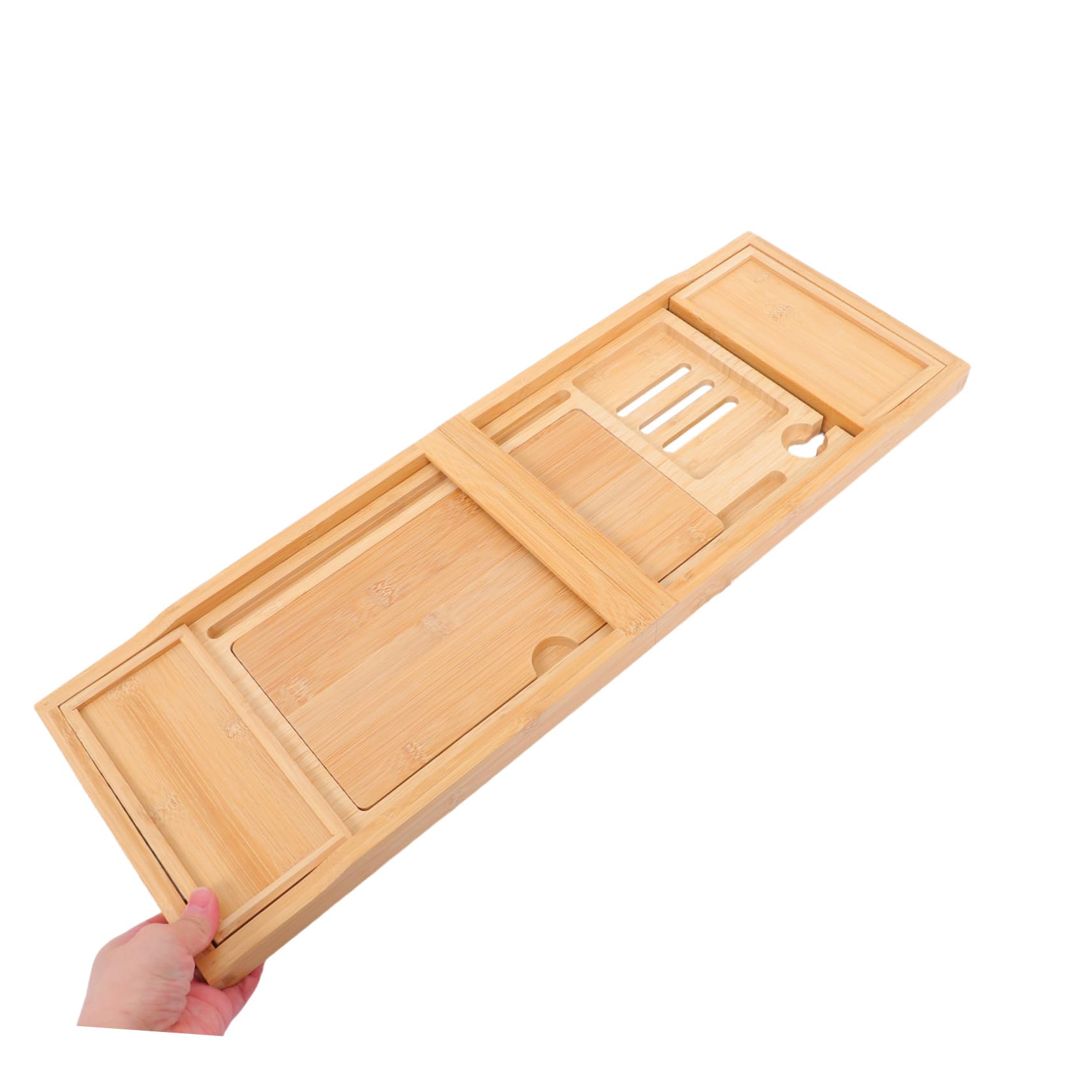 Plateau de Baignoire Réglable en Bambou, Support de Bain Multifonction