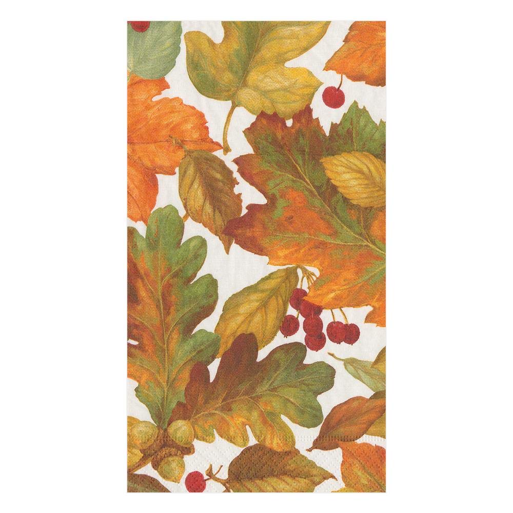 CaspariAutumn Leaves II Paper Guest Towel Napkins - Two Packs of 15