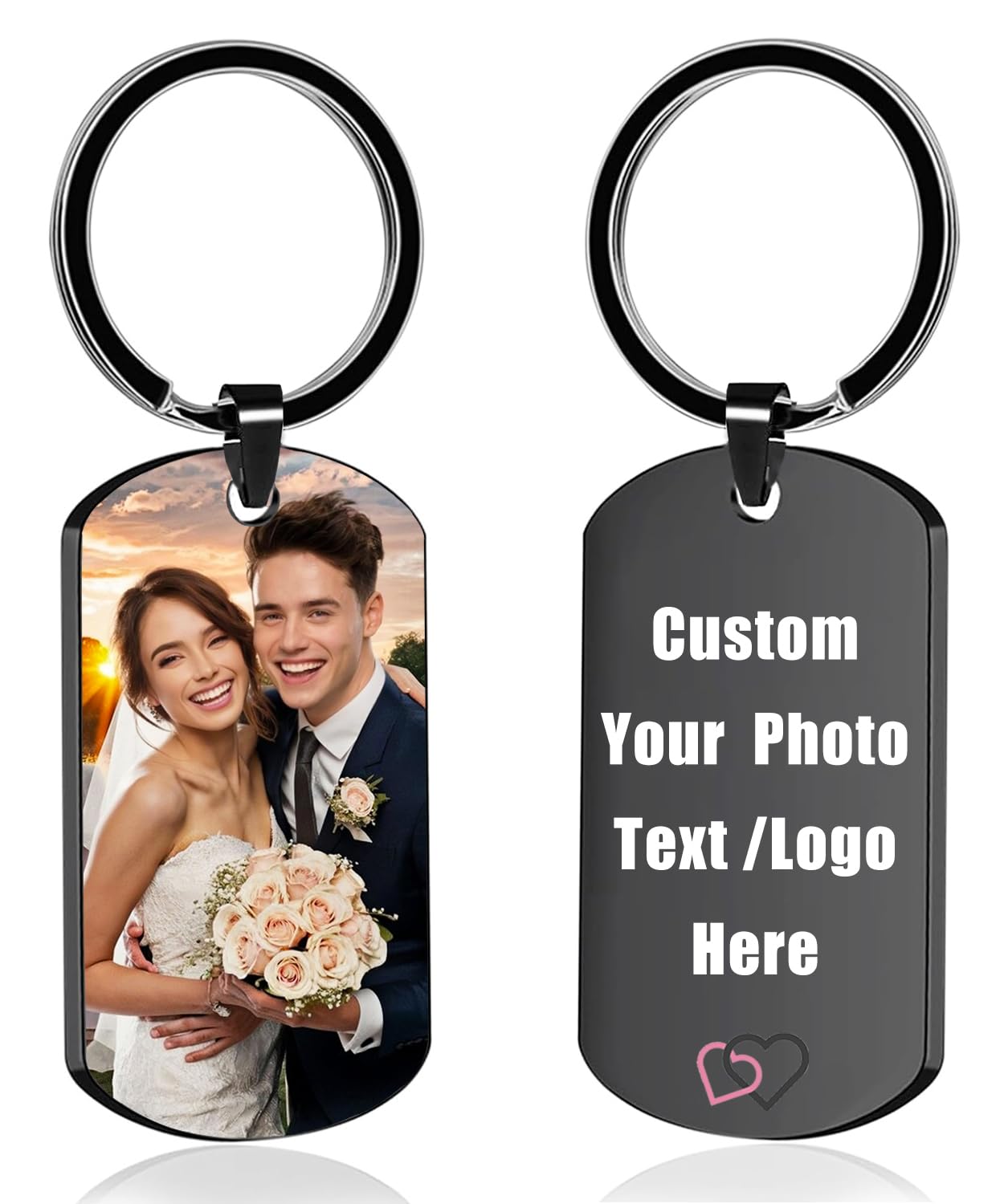 XINYIMAI Custom Keychain, Personalized Keychain with Photo Text, Customized Double-sided Photo Gift for Boyfriend Family
