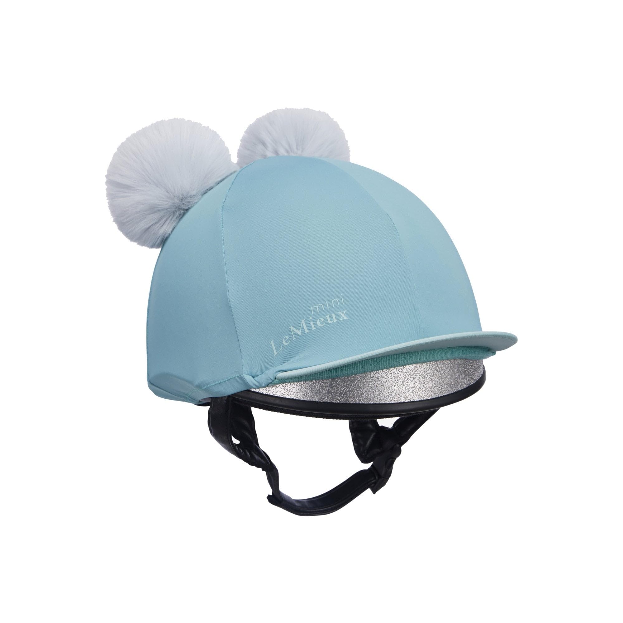 LeMieux Mini Double Pom Childrens Hat Silk - Detachable Pom Poms (Lagoon)