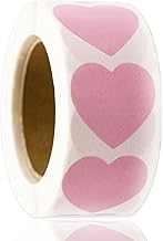 500 Stück Herz Aufkleber Rosa, Selbstklebende Herzform Etiketten für Hochzeit Valentinstag Geburtstag Verpackung und Scrapbooking Dekoration ,hochzeitsaufkleber Umschlagsiegel - 2.5cm/1Rollen