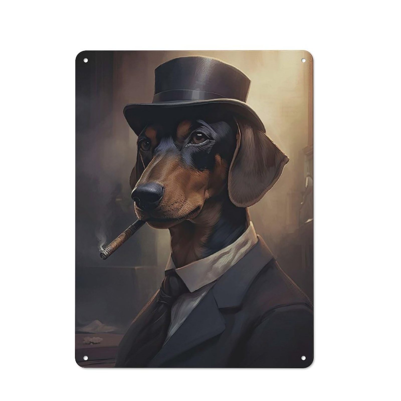 Junmoney Style-5 Dachshund The Gangster Vintage Metal Sign 40X30cm For Lounge Or Reading Corner, For Garage, Workshop And Man Cave Decoration
