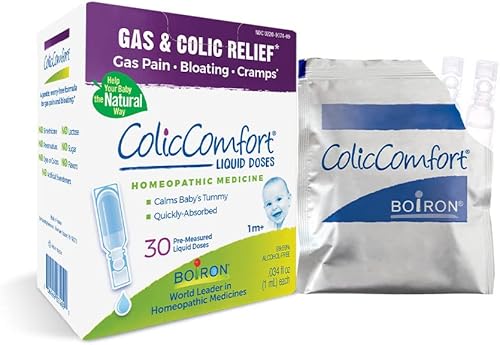 Boiron ColicComfort - Gotas de un solo uso para aliviar los síntomas de cólicos del dolor de gases hinchazón y calambres dosis líquidas estériles y