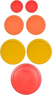 Pyrex (1) 7402-PC 6/7 Cup (2) 7201-PC 4 Cup (2) 7200-PC 2 Cup (2) 7202-PC 1 Cup Food Storage - 7 Piece Assorted Lids