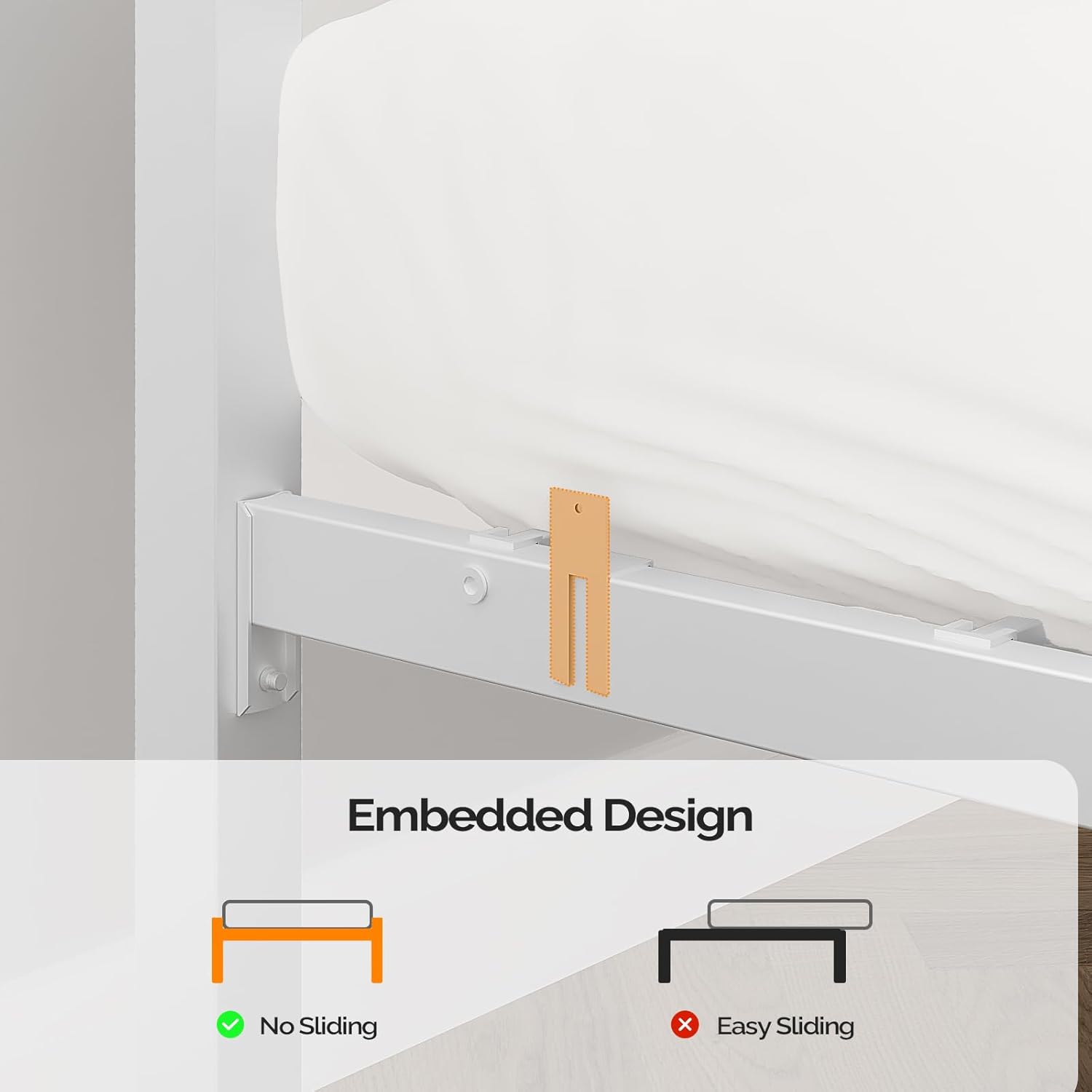 VINGLI Twin Metal Bed Frame with LED Lights and Charging Station, Storage Headboard with 2-Tier Shelves, Heavy Duty Platform Bed, Noise Free, No Box Spring Needed, White