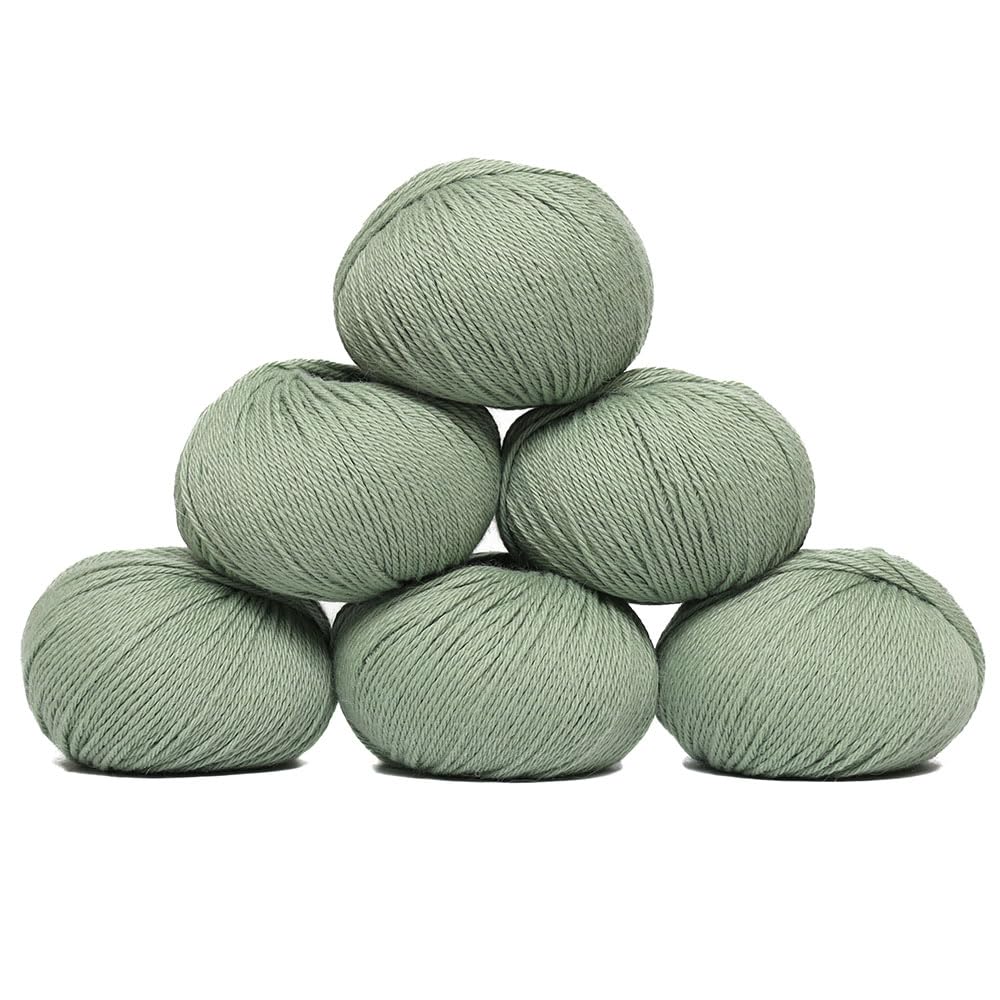 Set di 6 matasse di 6 matasse di 100% lana baby alpaca (300 grammi), peso DK, celestialmente morbido e perfetto per lavorare a maglia e uncinetto (verde salvia, DK – 6 matasse)