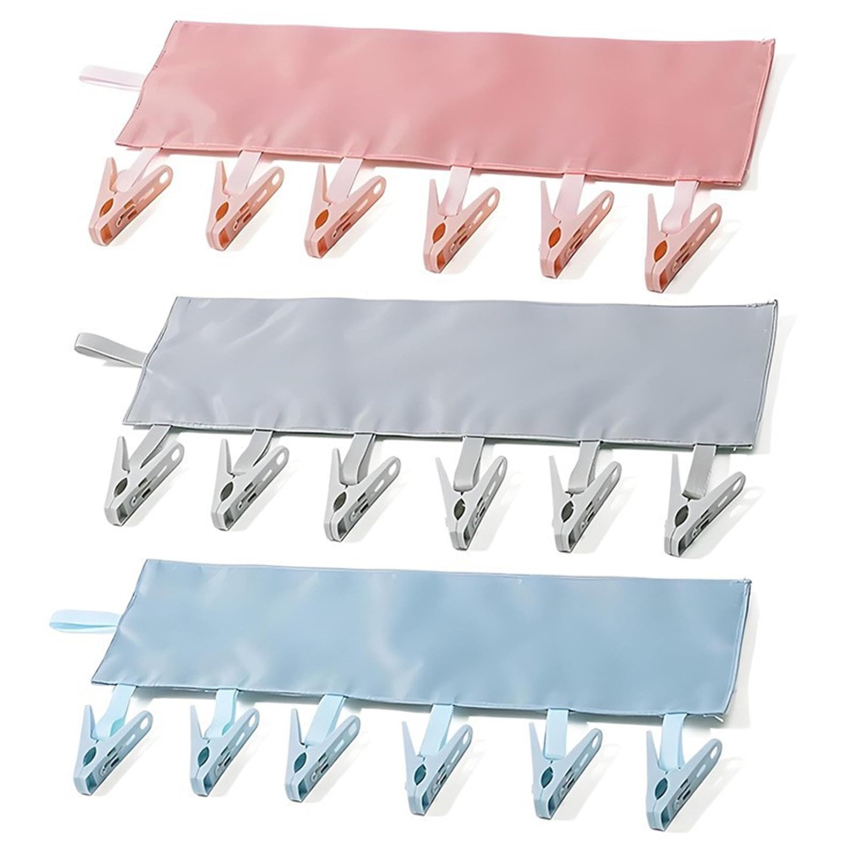 Awnsimfreien Assorted Color Travel Hangers Foldable, 3Pcs Travel Hangers, Portable Foldable With 6 Clips For Swimsuit, Towel & Sock Space-Saving Drying Rack For Hotels, Camping
